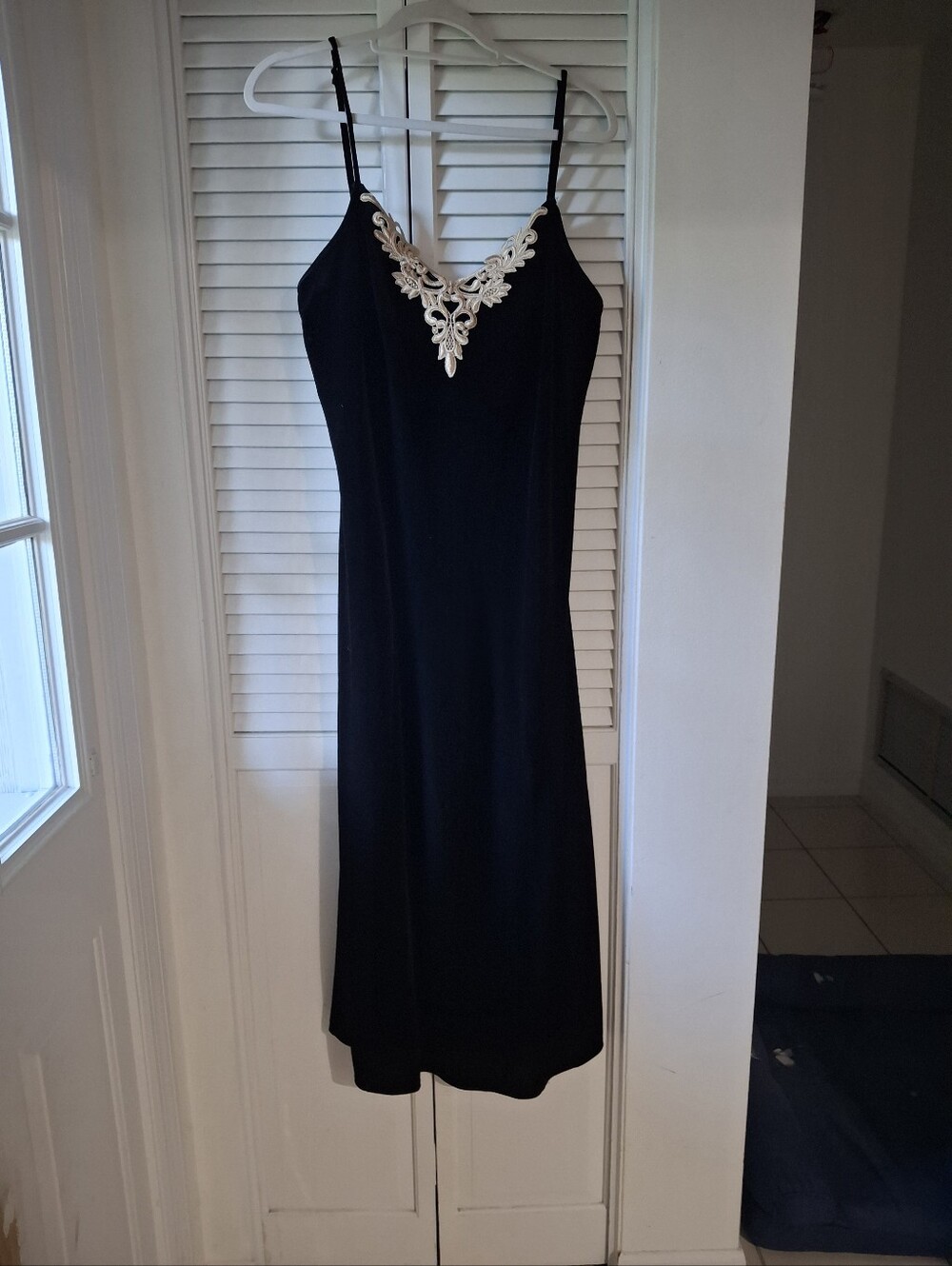 Black Sleek Velvet Like Slip Dress Or Night Lounge Wear with Adjustable Straps